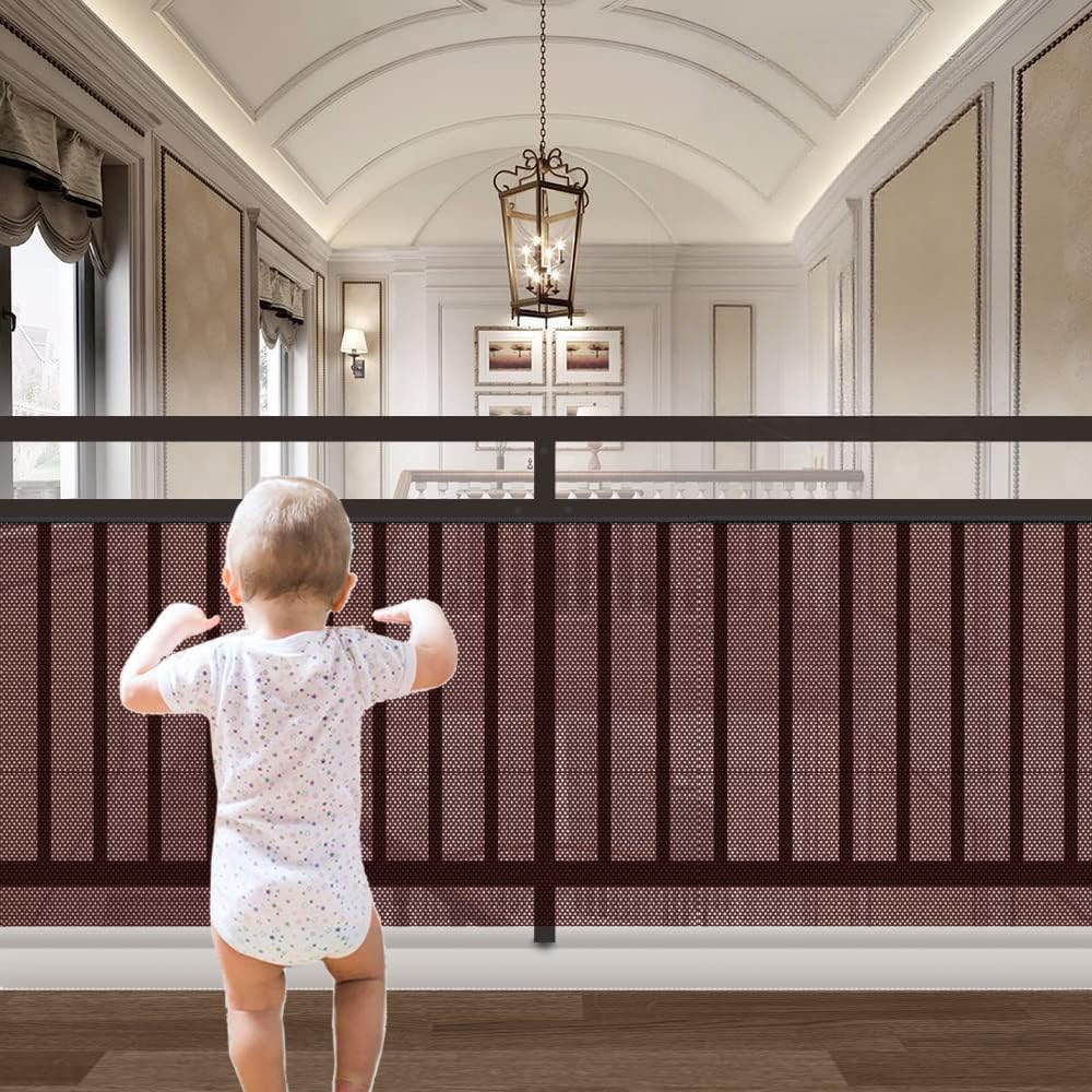 Child Protection Net,Safety Net,Railing Stairs Netting,Stair Railing Safety Net,Stairway Safety Net,Child Safety Netting Indoor,Baby Fall Protection Safety Net,Children Safety Net (Brown) — image 1
