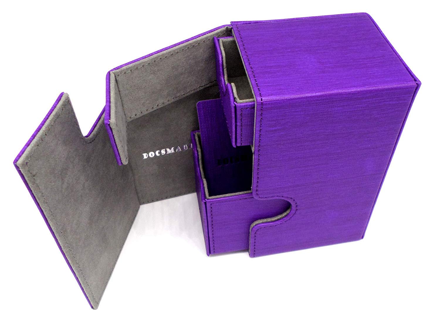 docsmagic.de Premium Magnetic Tray Box (80) Purple + Deck Divider - MTG - PKM - YGO