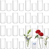 32 Pack Acrylic Vase, 6 Inch & 4 Inch Clear Cylinder Flower Vase Plastic Cylinder Vases Bulk Round Plastic Acrylic Vases for Centerpiece Home Wedding Office (16pcs 6in + 16pcs 4in)