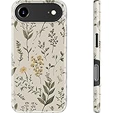 MERRO for iPhone Air Case - Wireless Charging Compatible - Dual-Layer Hard Shell & Silicone Cover - Protective Phone Case with Cute Wildflower Designs for iPhone 17 Air - Floral Whisper