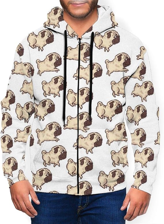 Amazon Co Jp 漫画パグ メンズ パーカー ファッション カーディガン キャップ付き カジュアルウェア ジッパー 服 ファッション小物