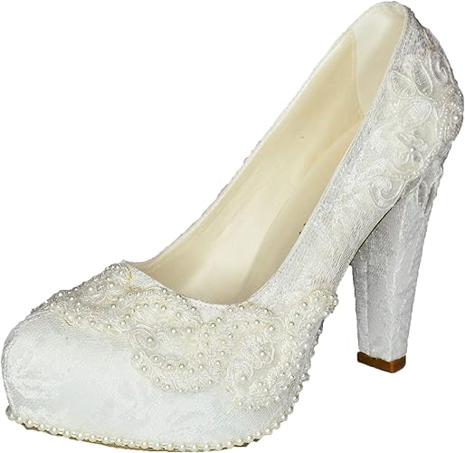 ivory block heel court shoes