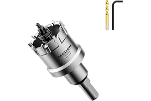 Mollom (1-3/8''|35mm) Heavy Duty Carbide Hole Saw with 2 Pilot Drill Bits, Hole Cutter cuts Stainless Steel, mild Steel, Iron, Copper, Brass, Plastic