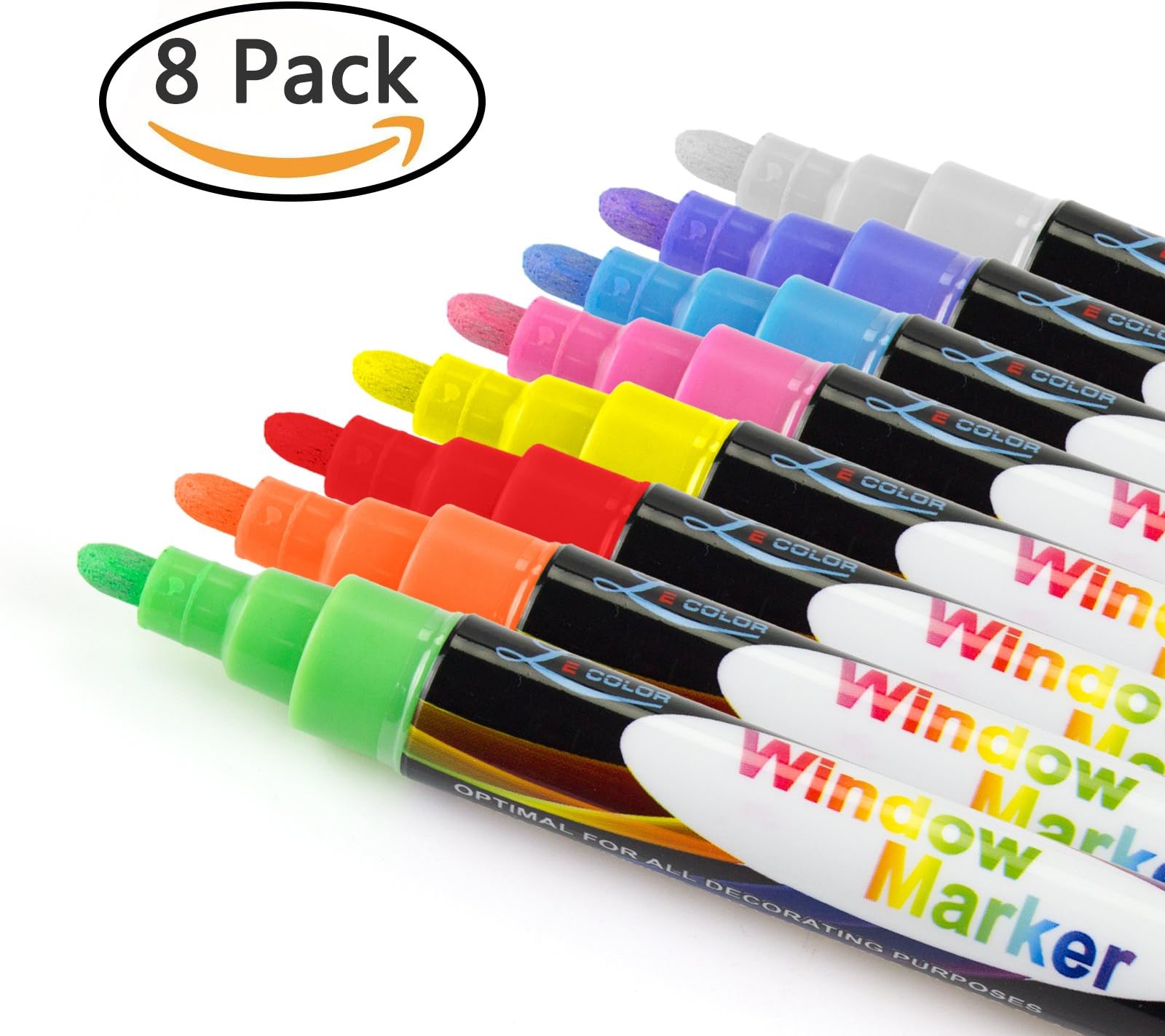 SimLife Liquid Chalk Markers for Chalkboards 8 Neon Colors with Labels Reversible Tip Erasable Non-Toxic Wet Erase Glass Window Pens