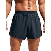 CRZ YOGA Mens Side Split Running Shorts 4'' - Quick Dry for Athletic Gym Workout with Zip Pocket and Brief Liner