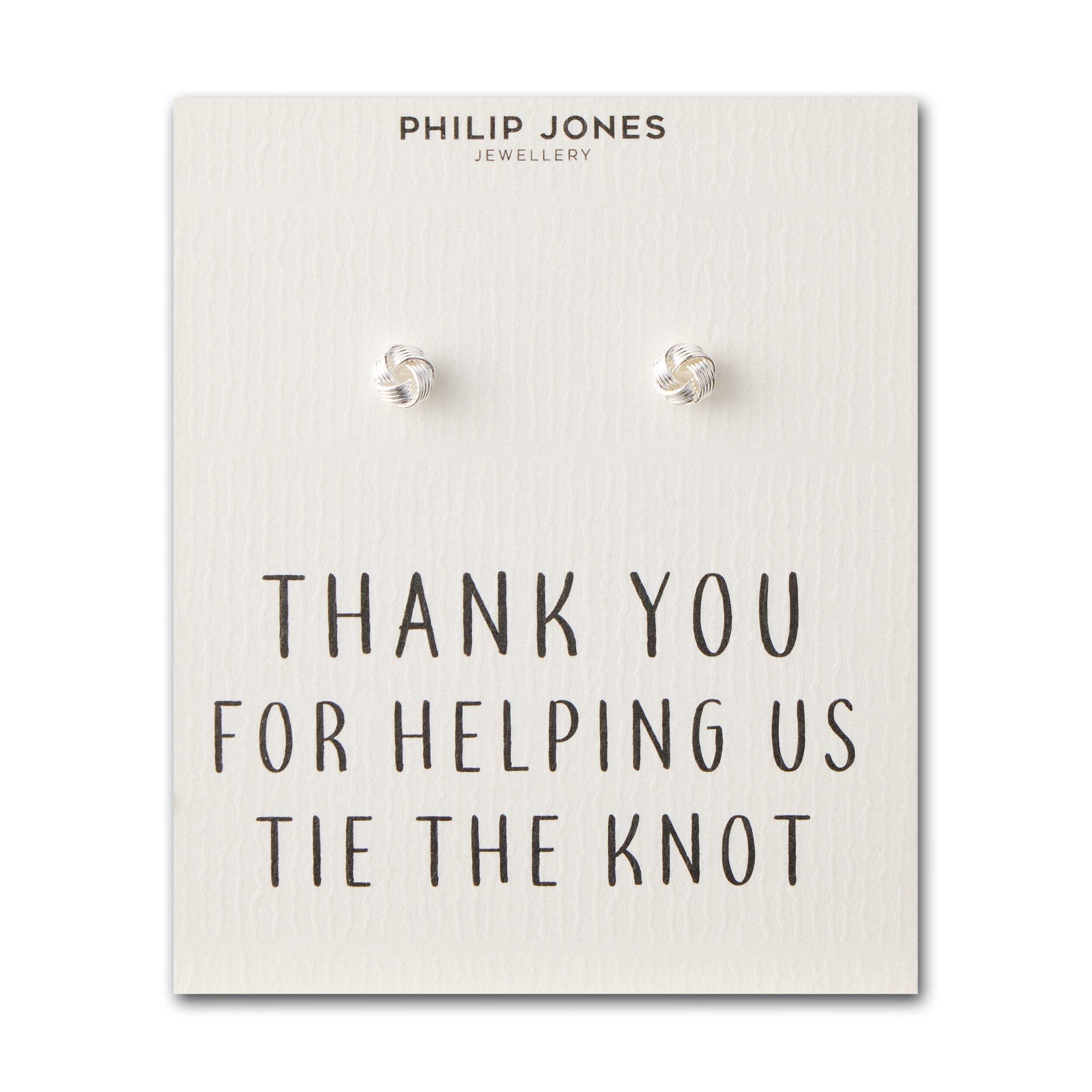 Philip Jones Silver Plated Thank You for Helping us Tie The Knot Bridal Earrings with Quote Card