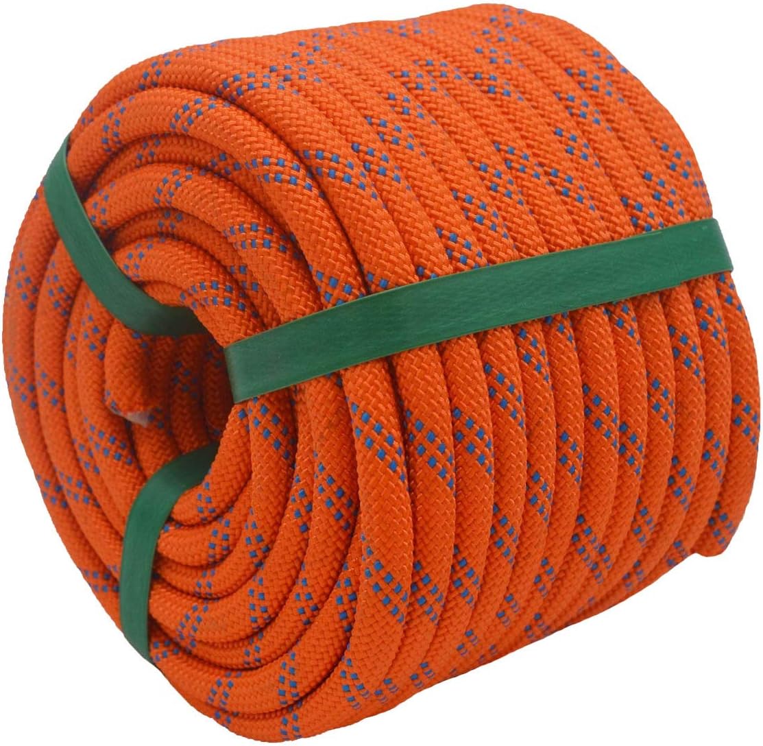YUZENET Static Rock Climbing Rope 2/5 Inch 100 Feet Outdoor Safety Fire Escape Rope Rappelling Rope, Orange/Blue : Sports & Outdoors
