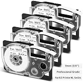 4-Pack Replace for Casio Label It Tape Cartridge 9mm White Laminated XR-9WE | Compatible with Casio Label Maker Tape 9mm XR-9WE2S for EZ Label Printer KL-60 KL750B KL-780 KL-120 KL-100 KL750 KL820 KL7200
