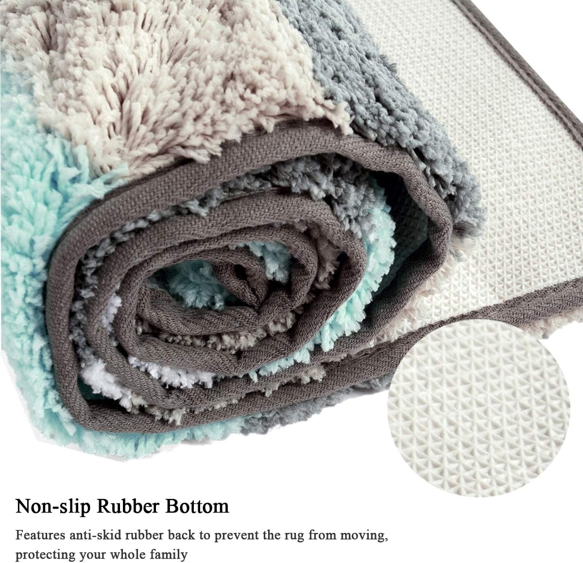 HEBE Non-Slip Bathroom Rug Mat Shag Microfiber Shower Bath Rug Absorbent Bath Mat for Bathroom Machine Washable 18"x26": Home & Kitchen