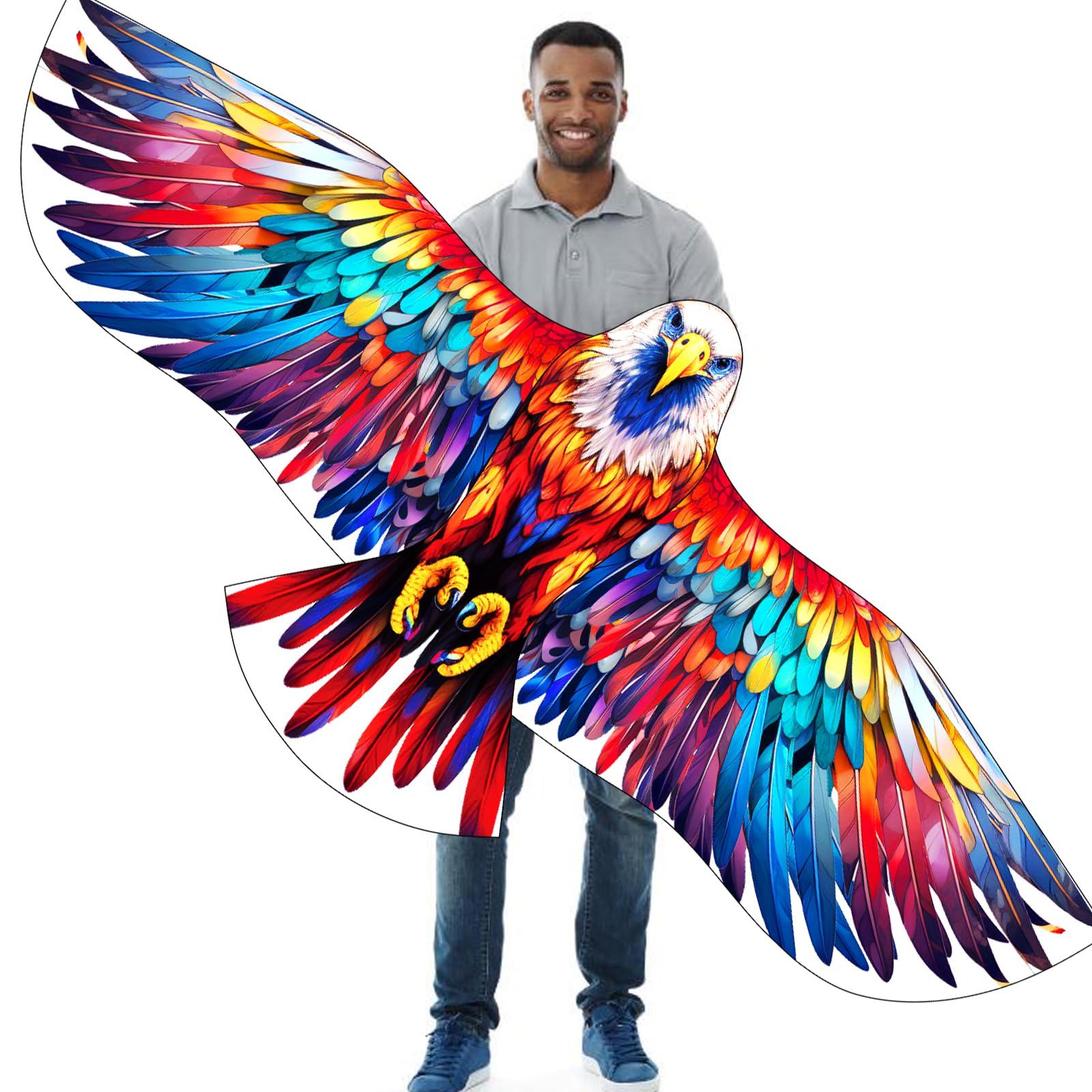 Touch the sky Colorful Eagle Kite for Kids and Adults, Easy to Fly, Exquisite Fabrics and Unique Structure Design, Excellent Outdoor Games and Activity Toys, Suitable for Beginners.