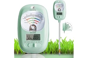 HSLGOVE Soil Test Kit, 7-in-1 Soil pH Meter, Soil Moisture Meter/Fertility/Moisture Meter for Plants, Light/Soil Temp/Thermometer Hygrometer for Garden/Lawn/Farm Outdoor&Indoor Soil Tester-Green