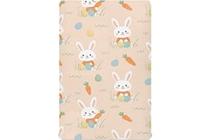 Burbuja Easter Bunny Crib Sheet for Boys Girls, Fitted Sheet 28 x 52 in for Standard Crib & Toddler Bed Mattresses, Soft & Br
