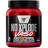 BSN N.O.-XPLODE Vaso Pre Workout Powder with 8g of L-Citrulline and 3.2g Beta-Alanine and Energy, Flavor: Grape Fury, 24 Servings