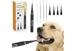 Opdent Plaque Remover for Teeth - Electric Toothbrush for Dogs Pet Brush Set,electric five modes + 4 cleaning head, effective care of teeth, pet must have, help dog oral health. (White, Large)