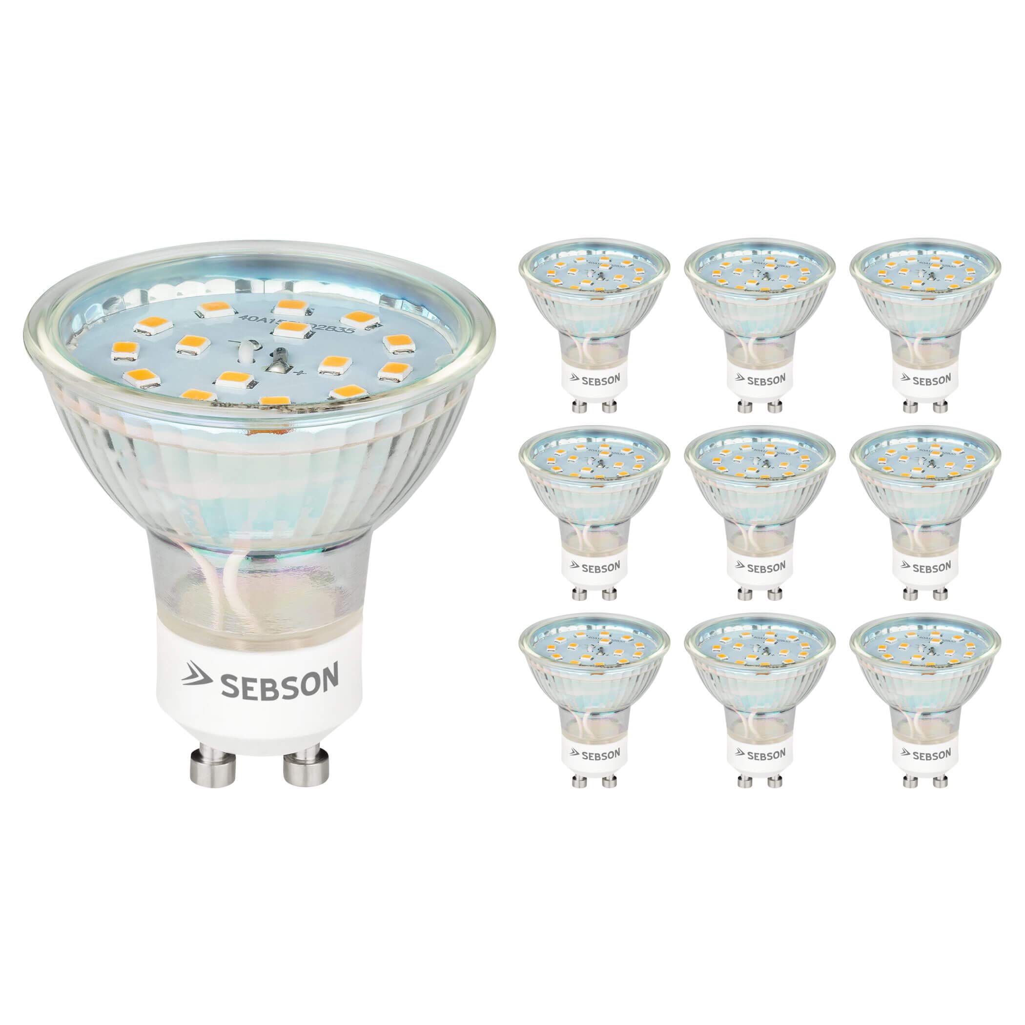 SEBSON 10x LED GU10 Bulb 5W Warm White 3000K, Replaces 35W, 420lm, Ra97, 230V LED Light Bulb, recessed Spotlight Flicker Free