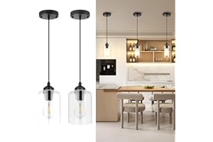 CANMEIJIA Kitchen Pendant Lighting Over Island, 2 Pack Adjustable Hanging Pendant Ceiling Lighting Fixtures, Modern Pendant Light for Kitchen Island, Dining Room, Bedroom, Hallway
