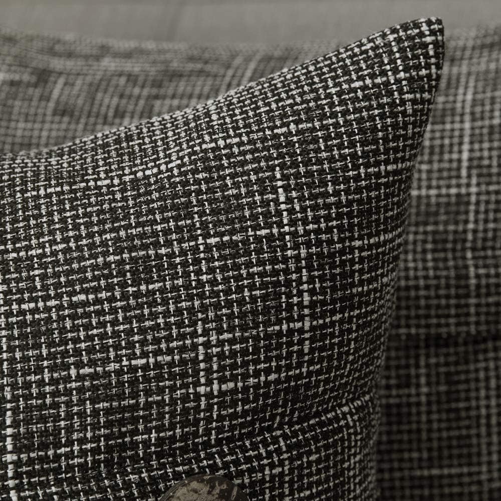 MIULEE Set of 2 Decorative Linen Throw Pillow Covers Cushion Case Triple Button Vintage Farmhouse Pillowcase for Couch Sofa Bed 16 x 16 Inch Black: Home & Kitchen
