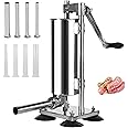 Manual Sausage Stuffer, Vertical Sausage Stuffing Maker Machine, Stainless Steel Sausage Casing Meat Filling Machine with Stuffing Tube for Household Commercial Use, 3L 6 Lbs