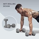 PROIRON Neoprene Dumbbell Weights Pair 1–10 kg Non-Rolling 2 x 5kg Gray view 4