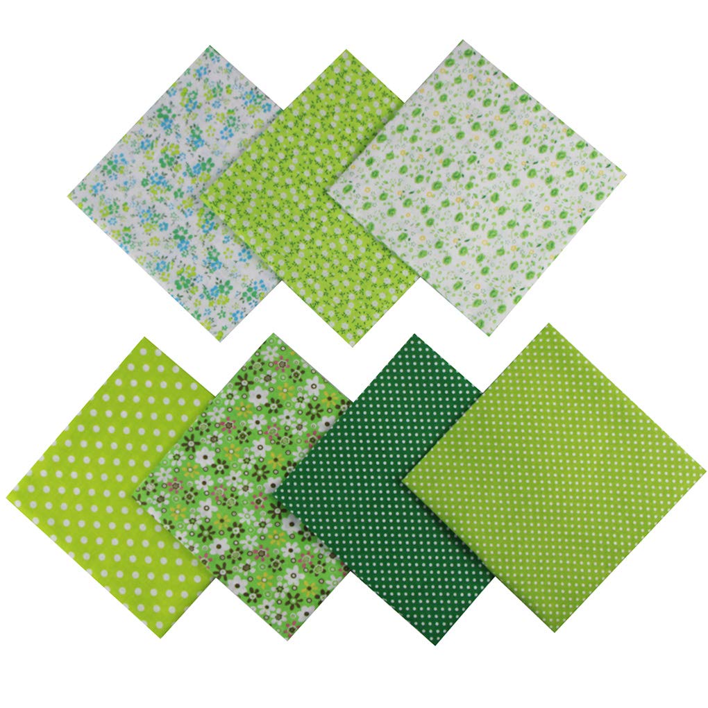Jukway 7PCS Different Patterns Printed Cotton Fabric Squares 50 x 50 cm Handmade Craft Patchwork Cloths Bundle for Sewing, Quilting, DIY Decoration, Scrapbooking, Handwork (Green) — image 1