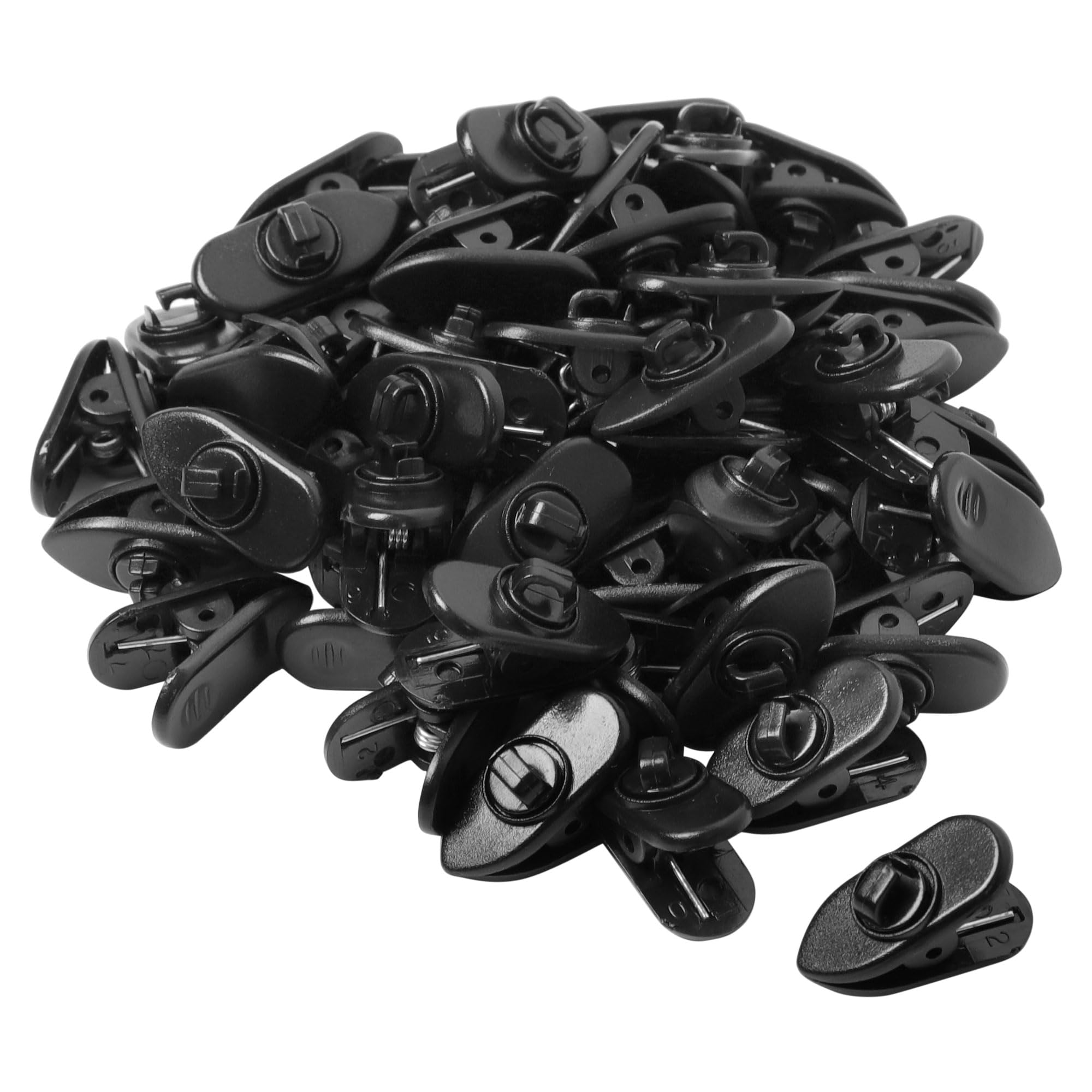 sourcingmap 50 Pcs Earphone Cable Clips, 360 Degree Rotate Headphone Wire Management Clip for Fixing, 1 Inch Mount Lapel Clothing Clip to Keep Microphone Cord in Place, Black