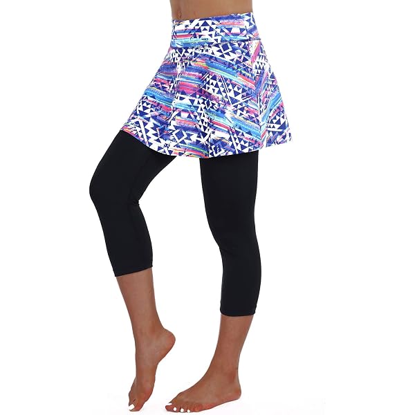 ANIVIVO Women's Skirted Yoga Leggings With Pockets - High Waist Tennis & Workout Capri Leggings