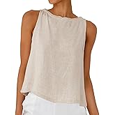 DAOAO Linen Tops for Women Tank Tops Cute Summer Sleeveless Shirts Linen Clothes