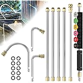Sealegend Pressure Washer Extension Wand with 6 Spray Nozzle Tips for Gutter Cleaning up to 9FT, Upgrade Power Washer Lance with 30°, 90°, U-shaped Curved Rod, 1/4" Quick Connect, 4000 PSI