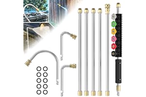 Sealegend Pressure Washer Extension Wand with 6 Spray Nozzle Tips for Gutter Cleaning up to 9FT, Upgrade Power Washer Lance with 30°, 90°, U-shaped Curved Rod, 1/4" Quick Connect, 4000 PSI