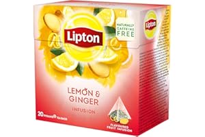 Lipton Pyramids Lemon & Ginger Infusion, 20 Tea Bags - 1 Unit