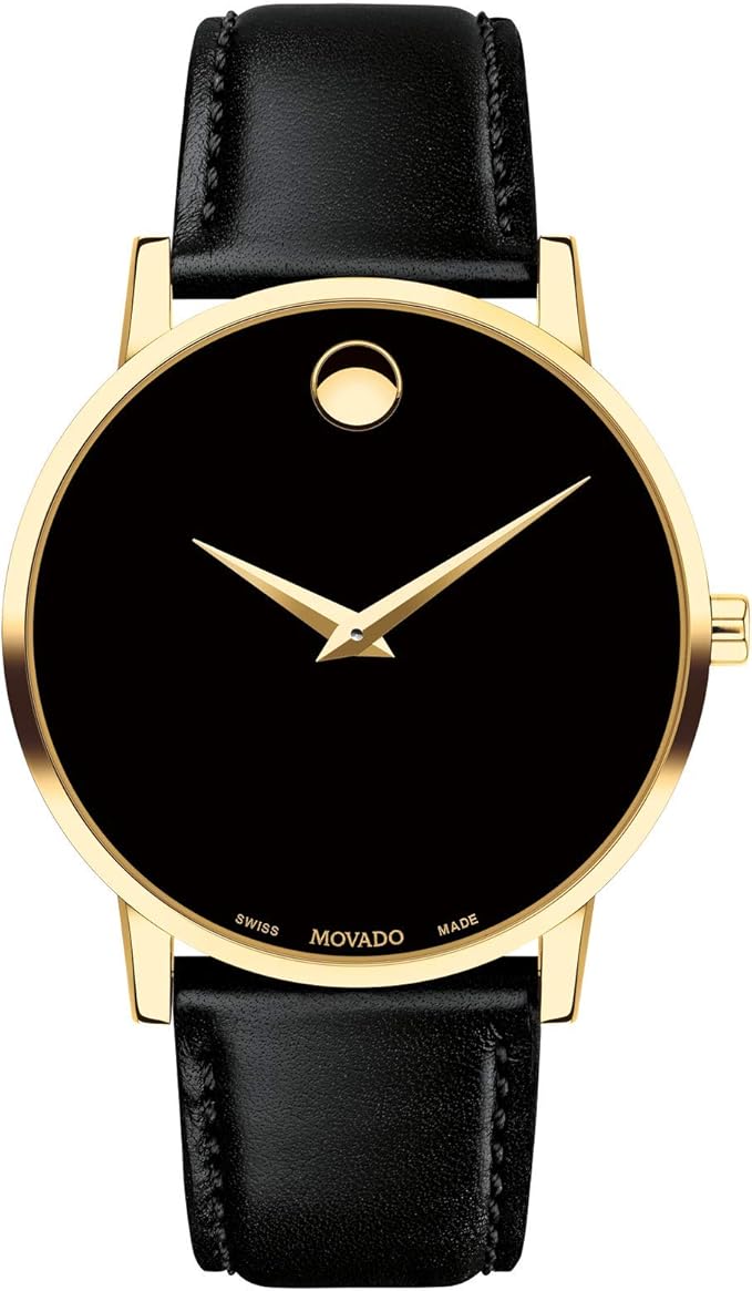 MOVADO Swiss Museum Classic Black Dial Men's Gold Slim Leather Watch Movado Amazon.ca Watches