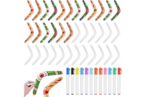 JELLYARCH 24 Pcs Plastic Boomerangs Craft for Teens Color Your Own DIY V Shaped Returning Boomerangs with Markers Fun Outdoor Throw Catch Flying Toy for Boys Girls Classroom Game Vbs Craft School Activities