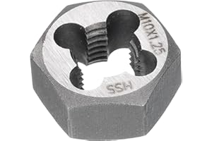 HARFINGTON Hex Threading Die M10 x 1.25 Metric Thread Right Hand High Speed Steel Rethreading Fixed Die Screw Cutting Tapping Repair Tool