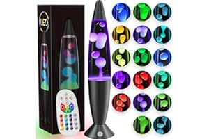 SOARLING 17 Colors LED Liquid Motion Lamps 13.5 Inch Color Changing Lamp Black Small Relax Night Light for Adults Kids Teens Sensory Mood Nightlight Mini Aesthetic Table Lamp for Bedroom, Retro Home Decor