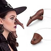 Skylety Witch Nose and Chin Set Halloween Witch Costume | Realistic Long Fake Witch Nose and Chin Prosthetic for Halloween Dress up Cosplay Party Accessories Decoration Women Men