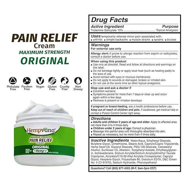 BULBHEAD AS SEEN ON TV HEMPVANA ORIGINAL RELIEF CREAM MAXIMUM STRENGTH, THE HEMP CREAM FOR MUSCLE JOINT BACK KNEE SHOULDER NECK ELBOW HAND FOOT