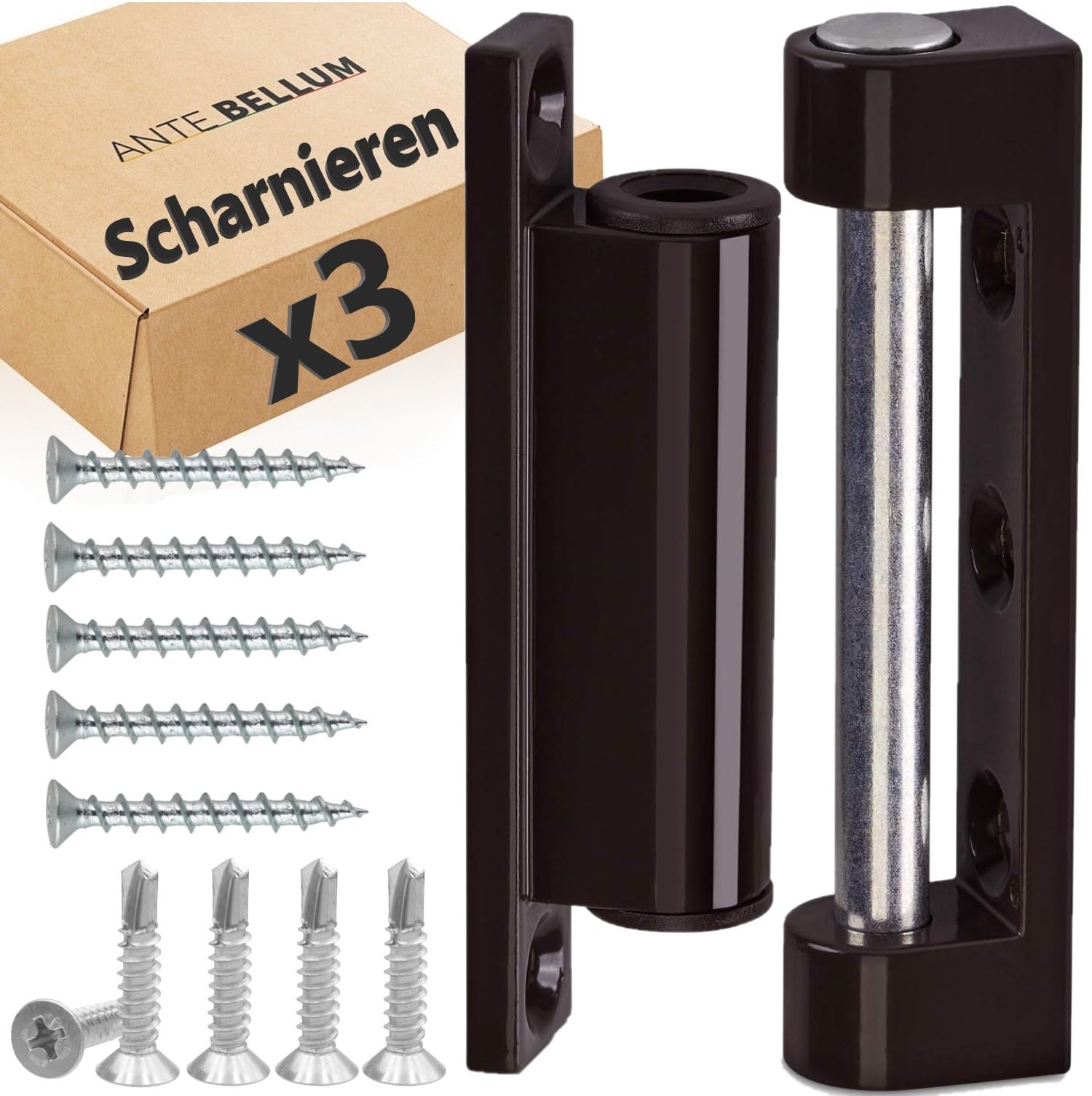 Door and Window Hinges Set of 3 - Door Hinge, Door Hinge, Window Hinge, Renovation Hinge, Window Fittings Replacement Parts, for Insect Protection Door, Rotary Tilt Fitting (Brown, 3 Hinges)