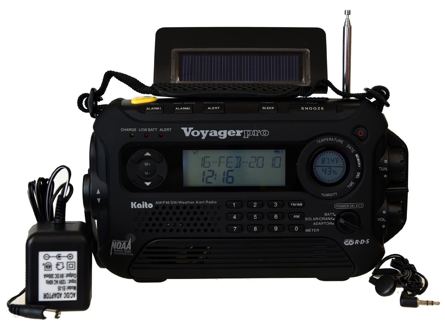 Kaito Voyager Pro KA600 Digital Solar Dynamo,Wind Up,Dynamo Cranking AM