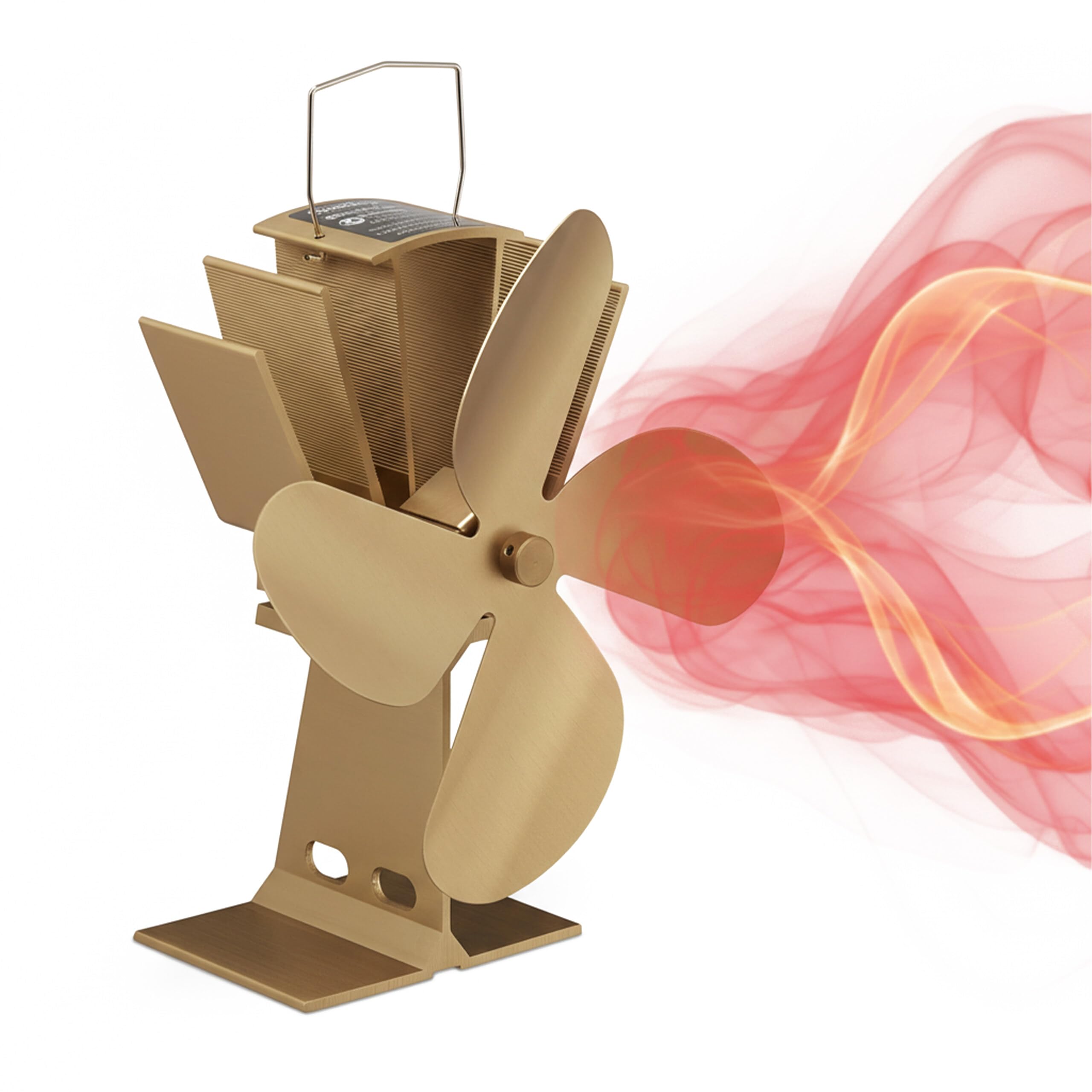 Relaxdays Stove, without Electricity, Low Noise for Fireplace & More, Heat Driven & Resistant, 4 Blades, Fan, Bronze, Aluminium, 26 x 19 x 12 cm