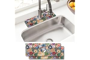 AQUOECHD Sink Faucet Absorbing Mat, 2 Pack Drying Mat Around Faucet Sink Splash Guard Behind Faucet Sinkmat For Kitchen Bathroom Island Rv 15 * 5.5 Inch (38 * 14 cm)