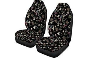 TOADDMOS Floral Hummingbird Seat Covers for Car, Universal Stretchy Cars Front Seat Protectors Cover, Women Car Accessories Decoration Saddle Blanket for Bucket Seat, Set of 2