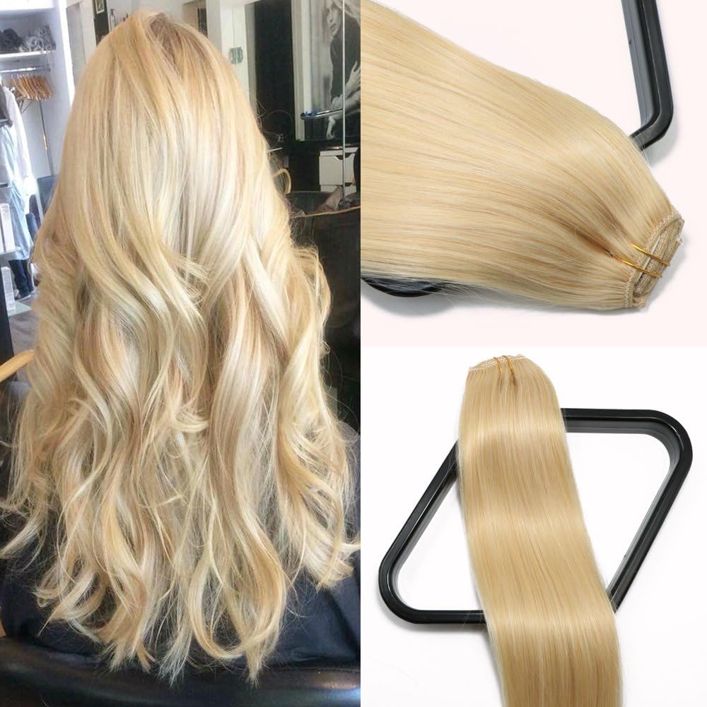 Clip in Hair Extensions 70G Platinum Blonde 100 Remy Human Hair Extensions 7A Soft Silky