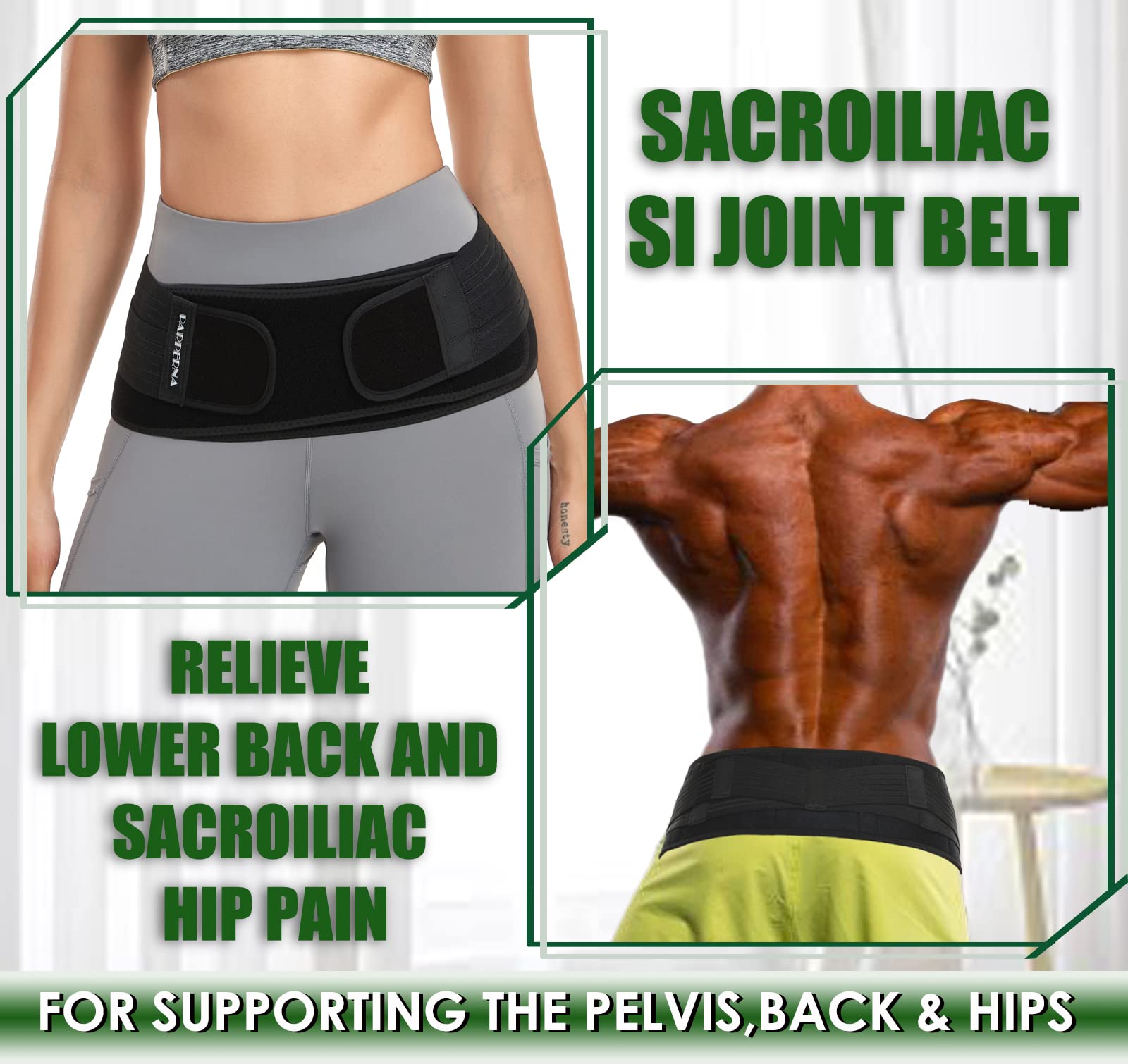 Sacroiliac SI Hip Belt for Women Men SI Joint Hip Belt Lower Back Support Brace Hip Braces for Hip Pain Pelvic Support Belt Adjustable Sciatica Pelvis Lumbar Pain Relief Trochanter