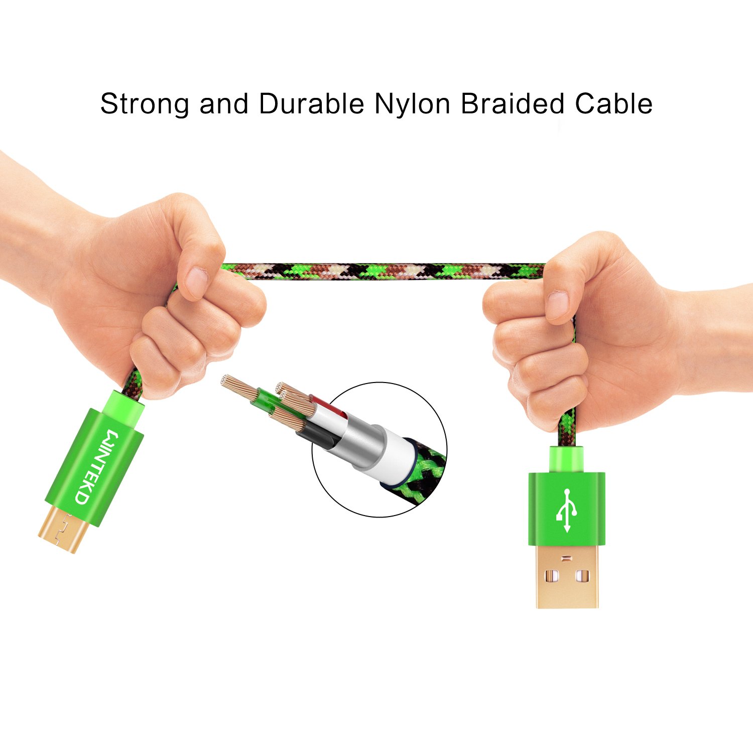 Micro USB Android Cable, Wintekd [2-Pack 3.3ft] Premium Nylon Braided High Speed USB to Micro USB Charging Cord Android Fast Charger for Samsung Galaxy S7/S6/S5/Edge,Note 5/4/3,HTC,LG - (Camo Forest)