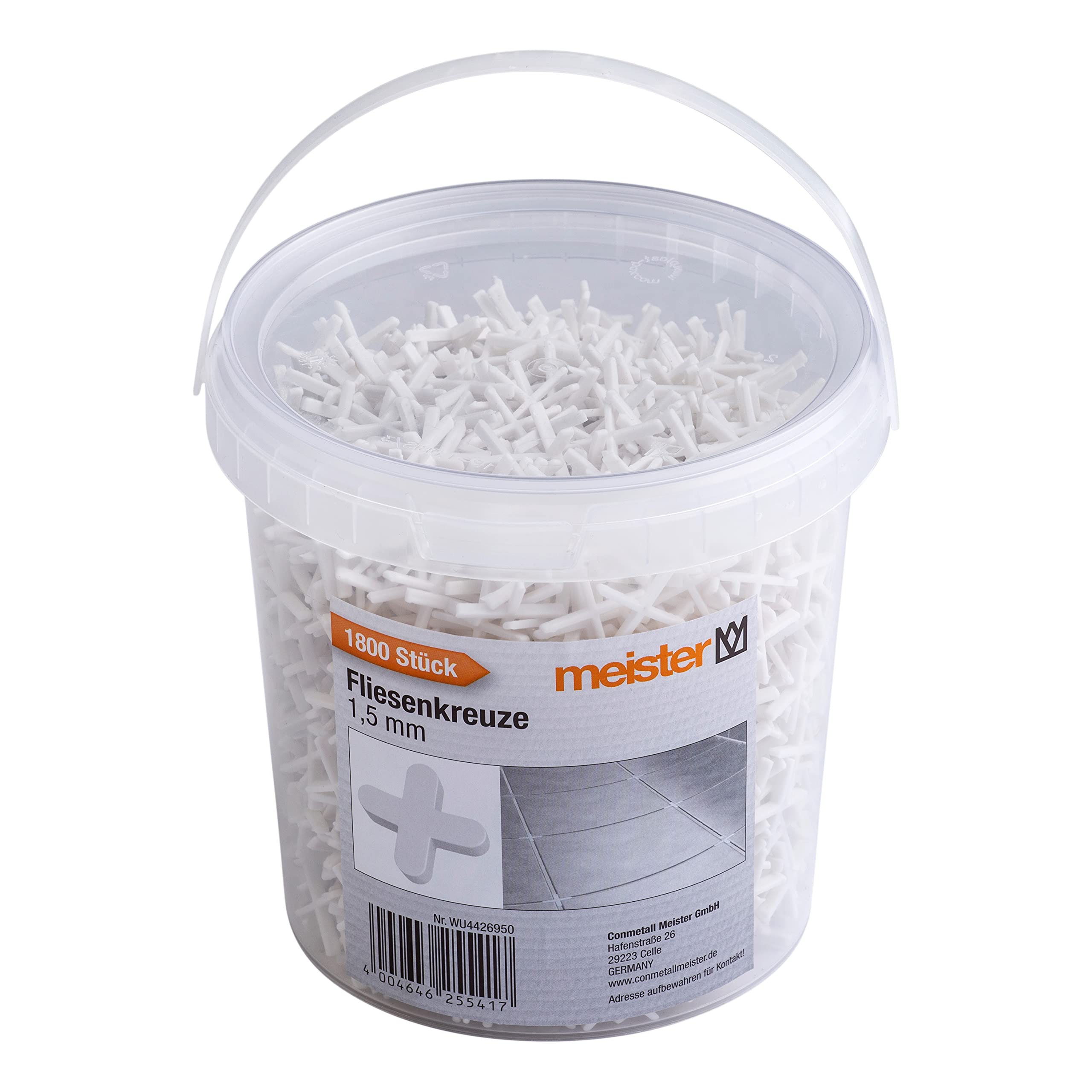 Meister Tile Spacers 1.5 mm - Practical Set of 1800 Pieces - Made of Robust Polypropylene - White/Tile Accessories/Tile Laying Aid/Joint Crosses / 4426950 — image 1