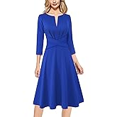 VFSHOW Womens Front Zipper Office Business Work Church Professional Front Zipper Knee Length A Line Fit and Flare Dress