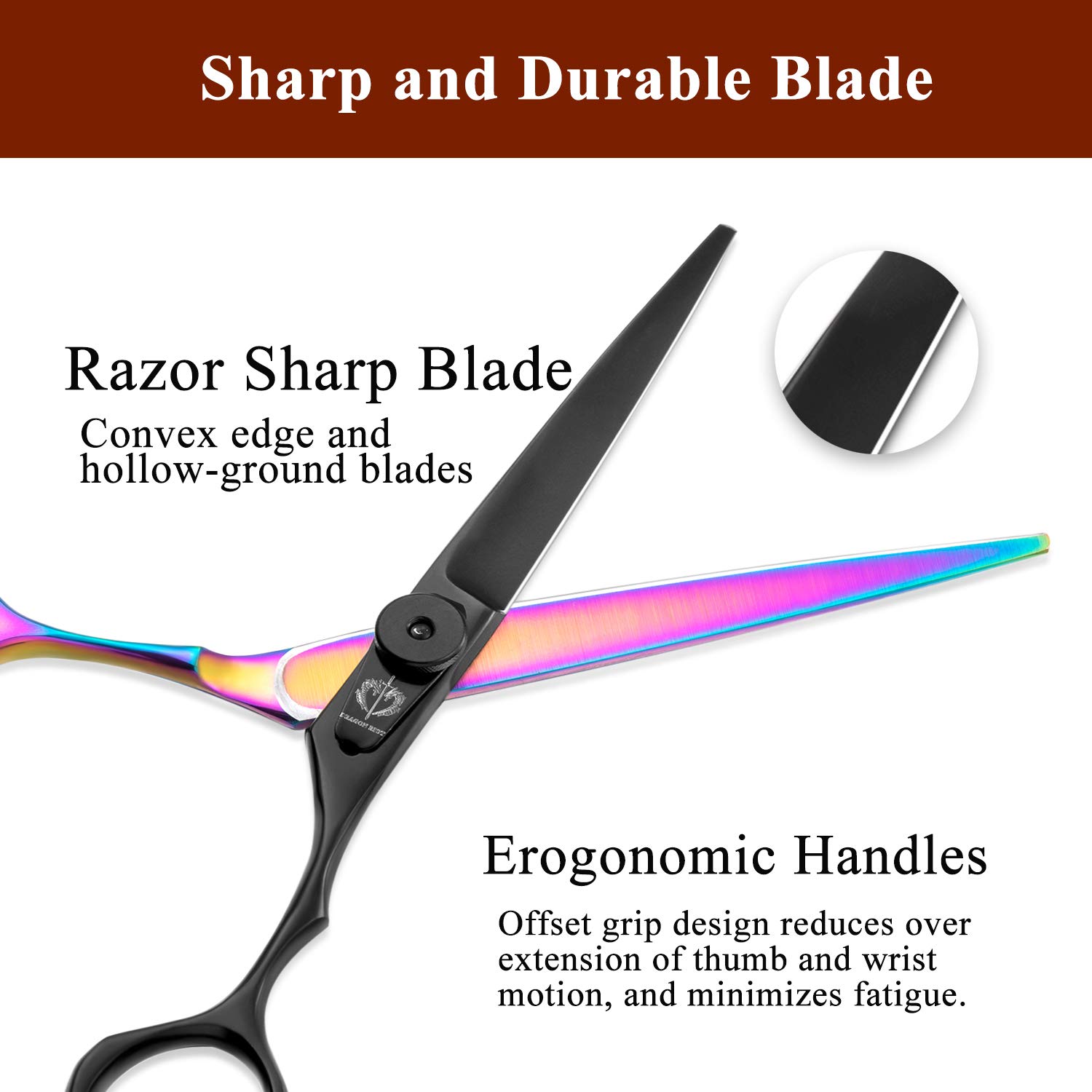 Professional Barber Hair Scissors 6 Inches Sharp Hair Shear Rainbow Titanium Coating Lightweight Haircut Shear for Men and Women : Beauty
