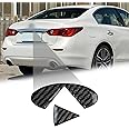 BLAKAYA Compatible with Rear Trunk Logo Insert Cover Trim Carbon Fiber Rear Tailgate Emblem Badge Decoration Sticker for Infiniti Q50 2015 2016 2017 2018 2019 2020 2021(2Pcs Black)