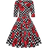 MINTLIMIT Women's 1950s Retro Vintage Rockabilly Sweetheart Cocktail Dress with Pockets