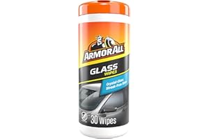 Armor All Car Glass Wipes, Auto Glass Cleaner for Film and Grime, 30 Count